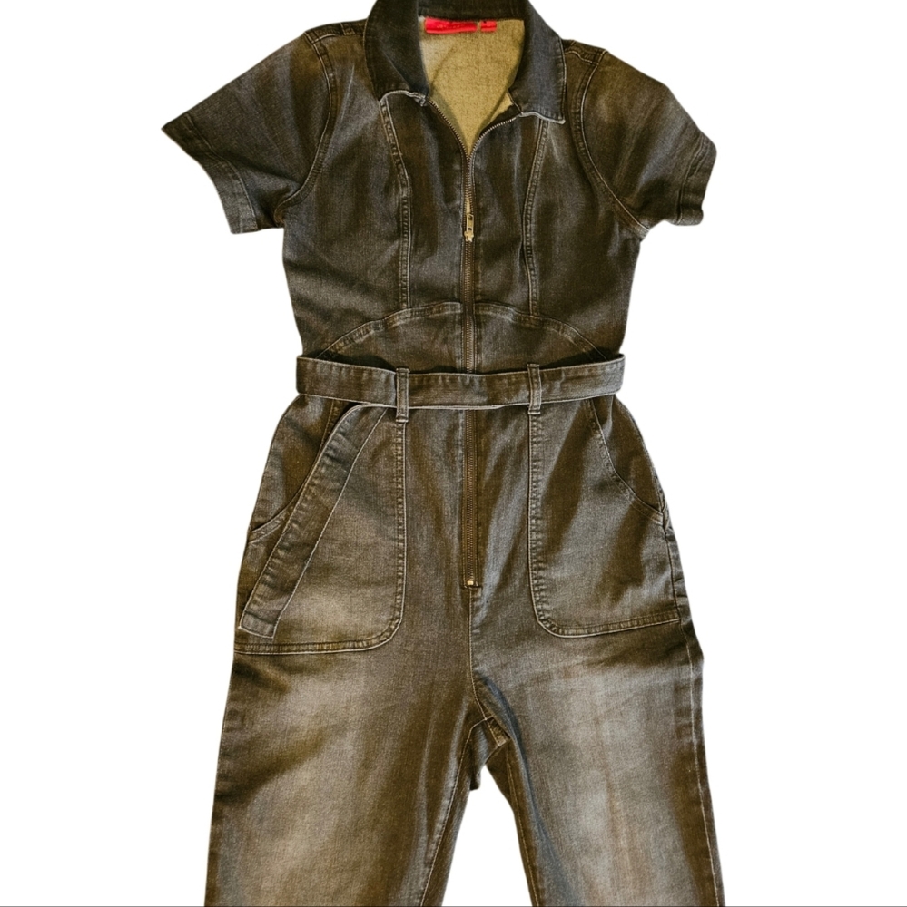Black Jean Jumpsuit-NWOT-Size Medium - Picture 3 of 16